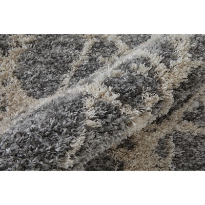 Gray Geometric Shag Stain-Resistant 5' x 8' Area Rug