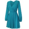 Coolmee Women's Dresses Wrap V-Neck Casual Ruffle Long Sleeve A-Line Mini Dress - 2 of 4