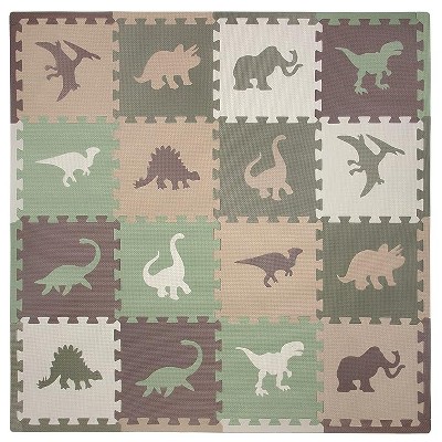Tadpoles Dinosaur Foam Playmats for Kids |16 Interlocking Foam Mats | Total Floor Coverage 50 x 50 | For Ages 3 and Up | Camouflage