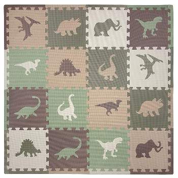 Tadpoles Dinosaur Foam Playmats for Kids |16 Interlocking Foam Mats | Total Floor Coverage 50 x 50