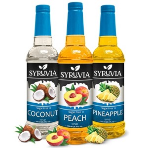 Syruvia Sugar Free Coffee Flavors Variety Pack: Coconut, Peach & Pineapple 25.4 fl oz Syrup - 1 of 4