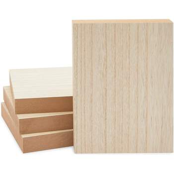 4-Pack 5x9x1 Inches Natural Unfinished Wood Block Smooth Surface for Crafts and DIY