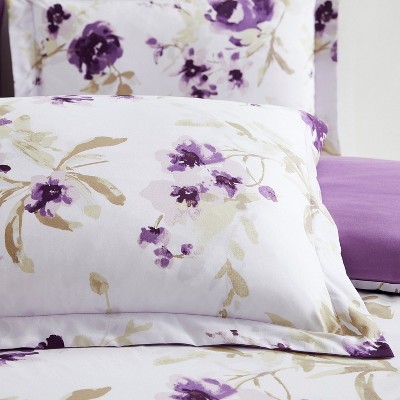 Madison Purple Twin Microfiber Floral Duvet Cover Set