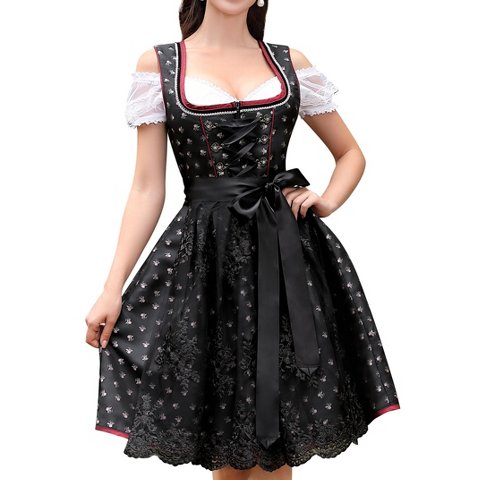Женские платья YesFashion Women's Dress 3 Pieces Traditional Costumes Puff Sleeve Midi Dress