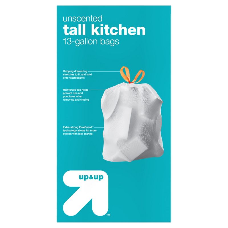 FlexGuard Tall Kitchen Drawstring Trash Bags - Unscented - 13 Gallon - up & up™, 5 of 8
