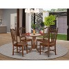HomeStock 5-Piece Round Mahogany Finish Solid Wood Top Dining Table with 4 Chairs with Drop Leaf - 2 of 4