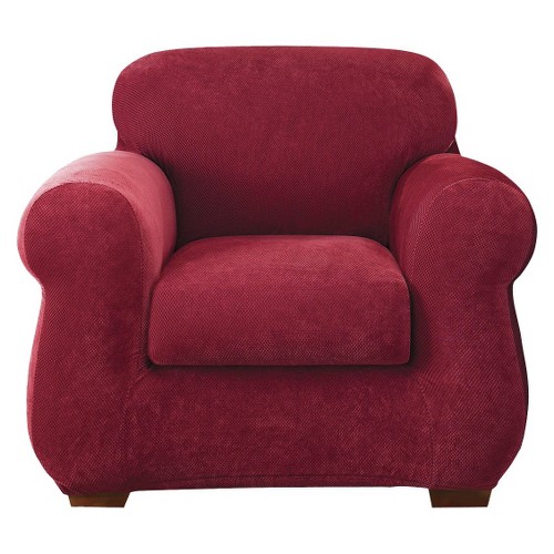Stretch Pique 3 Piece Chair Slipcover - Sure Fit, Red