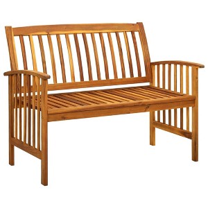 vidaXL Outdoor Patio Bench with Cushion Solid Acacia Wood - Dark Gray 46.9" - 1 of 4