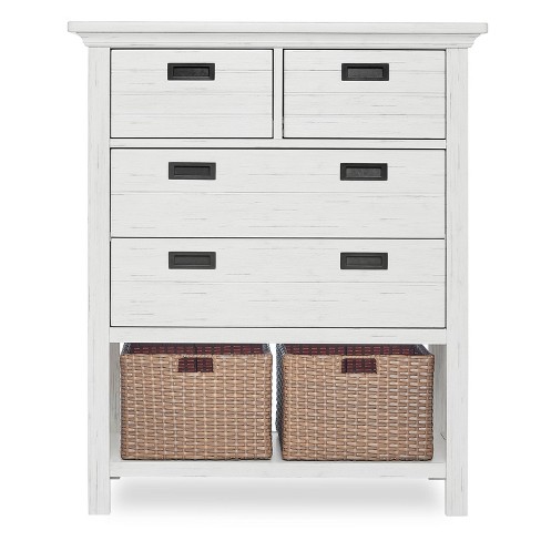 Evolur Waverly Tall Chest With Baskets Weathered White Target