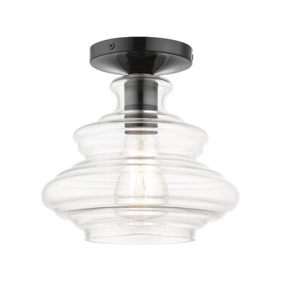 Livex Lighting Everett 1 - Light Semi-Flush Mount in  Shiny Black/Chrome