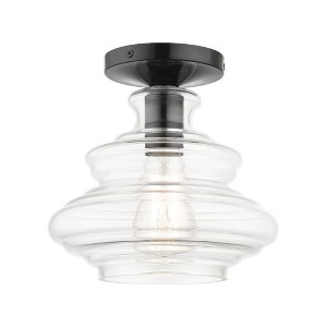 Livex Lighting Everett 1 - Light Semi-Flush Mount in  Shiny Black/Chrome - 1 of 4