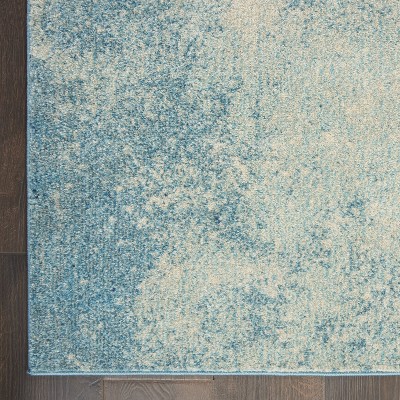 Handmade Rectangular Navy and Light Blue Geometric Synthetic Rug 9' x 12'