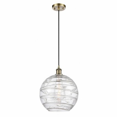 Athens Deco Swirl - 1 Light Cord Hung Mini Pendant In Industrial Style-15 Inches Tall and 12 Inches Wide