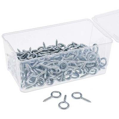 200-Pack 1 inch Metal Eye Screws Eyelet Hook with Storage Box for DIY Craft
