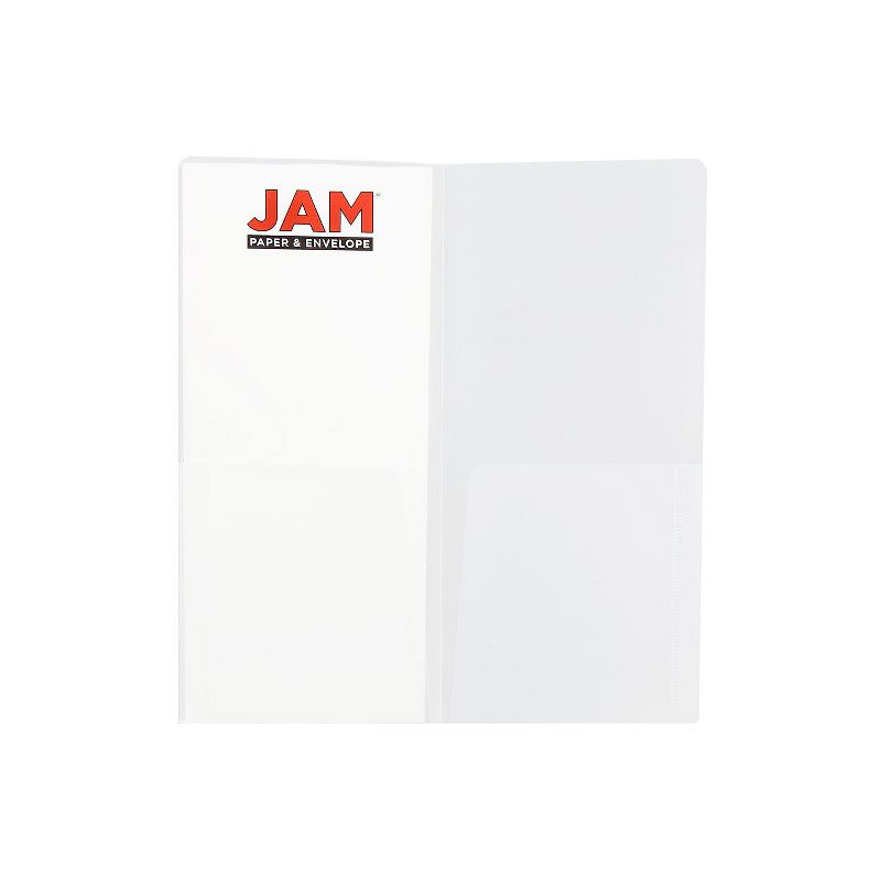JAM Paper Heavy Duty Plastic Two-Pocket Mini Folders 4 1/4 x 9 1/8 Clear 96450D, 2 of 4