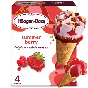 Haagen-Dazs Frozen Summer Berry Belgian Waffle Ice Cream Cone - 14.8 fl oz/4ct - 1 of 4