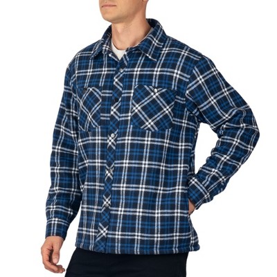 Alpine Swiss Mens Josh Fleece-Lined Flannel Jacket Heavyweight Snap-Front Plaid Shirt Shacket  Warm Soft Winter Outerwear