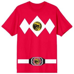 Power Rangers Red Ranger Men's Red Crew Neck Short Sleeve Cosplay Tee - 1 of 2