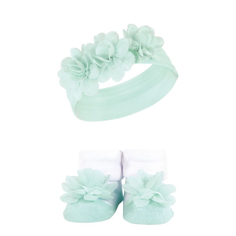 Hudson Baby Infant Girl Headband and Socks Giftset, Pink Purple Mint, One Size, 4 of 6