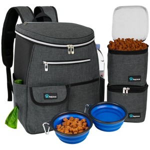 PetAmi Dog Travel Bag Backpack, Puppy Diaper Bag Supplies, Pet Camping Essentials Hiking Accessories, Food Container, Collapsible Bowls - 1 of 4