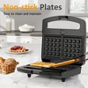 Heynemo 3 in 1 Sandwich Maker, Electric Waffle Maker with Removable Non-stick Plates, 800W Panini Press Grill with Glass Top, Cool Touch Handle,Black - 4 of 4