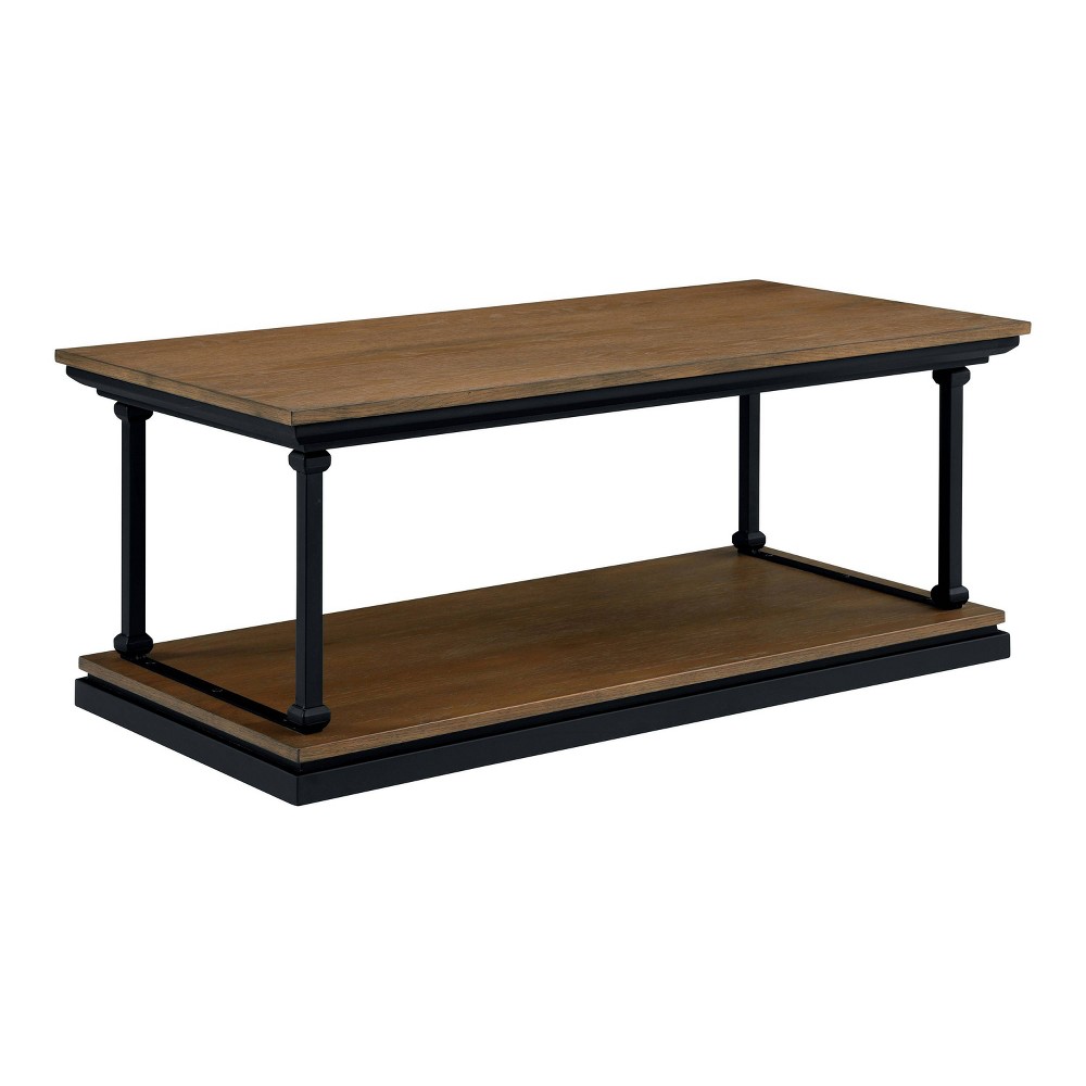 Tullymore Shelf Base Coffee Table Dark Oak/Black - miBasics: Industrial Style, Metal Frame, Open Storage