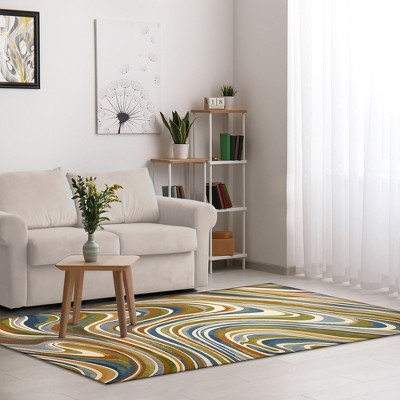 Serenity Tides Abstract Multicolor Indoor/Outdoor Rug