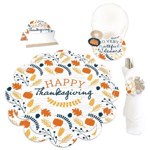 Big Dot of Happiness Happy Thanksgiving - Fall Harvest Party Paper Charger and Table Decorations - Chargerific Kit - Place Setting for 8 - 1 of 4