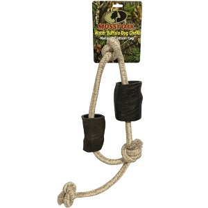 Mossy Oak: Water Buffalo Horn & Tug Dog Chew - 34" Slip-Knot Natural Cotton Rope - 1 of 4