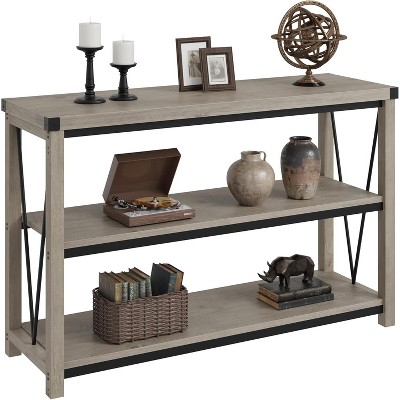 119 cm Narrow Farmhouse Console Table with Storage – 3-Tier Wooden Entryway Table, Long Foyer & Hallway Sofa Back Table for Majlis & Living Room