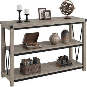 119 cm Narrow Farmhouse Console Table with Storage – 3-Tier Wooden Entryway Table, Long Foyer & Hallway Sofa Back Table for Majlis & Living Room - 1 of 4