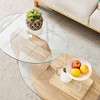 CAVINAS Modern Wood Grain Nesting Oval Coffee Table with Reinforced Glass Top,2-Layer Tea table Center Table for Living Room,Bedroom - 3 of 4
