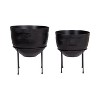 Kate and Laurel Navara Round Metal Freestanding Planter, 2 Piece, Black - 2 of 4