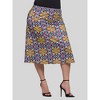 24seven Comfort Apparel Plus Size Bright Floral Print Comfortable Elastic Waist Knee Length Skirt - 2 of 4