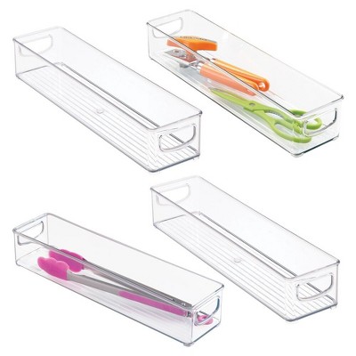 iDesign Set of 4 Stackable Pantry Storage Bins with Handles - Clear, USA Made
