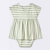 Baby Girls' Striped Modal Ribbed Romper - Cloud Island™ Green - 2 of 4