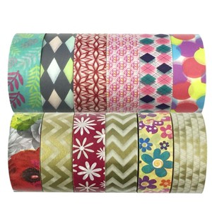 Wrapables Washi Tapes Decorative Masking Tapes, Set of 12 - 1 of 4