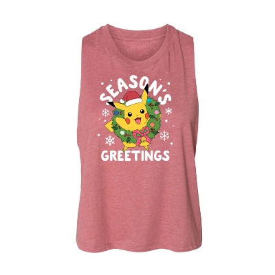 Women's - Pokémon - Pikachu Seasons Greetings Graphic Racerback Tank