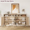 2PCS Rattan Sideboard Cabinet with 2 Doors & Shelf – Modern Farmhouse Buffet Storage for Kitchen, Dining Room & Entryway (Natural) - 2 of 4