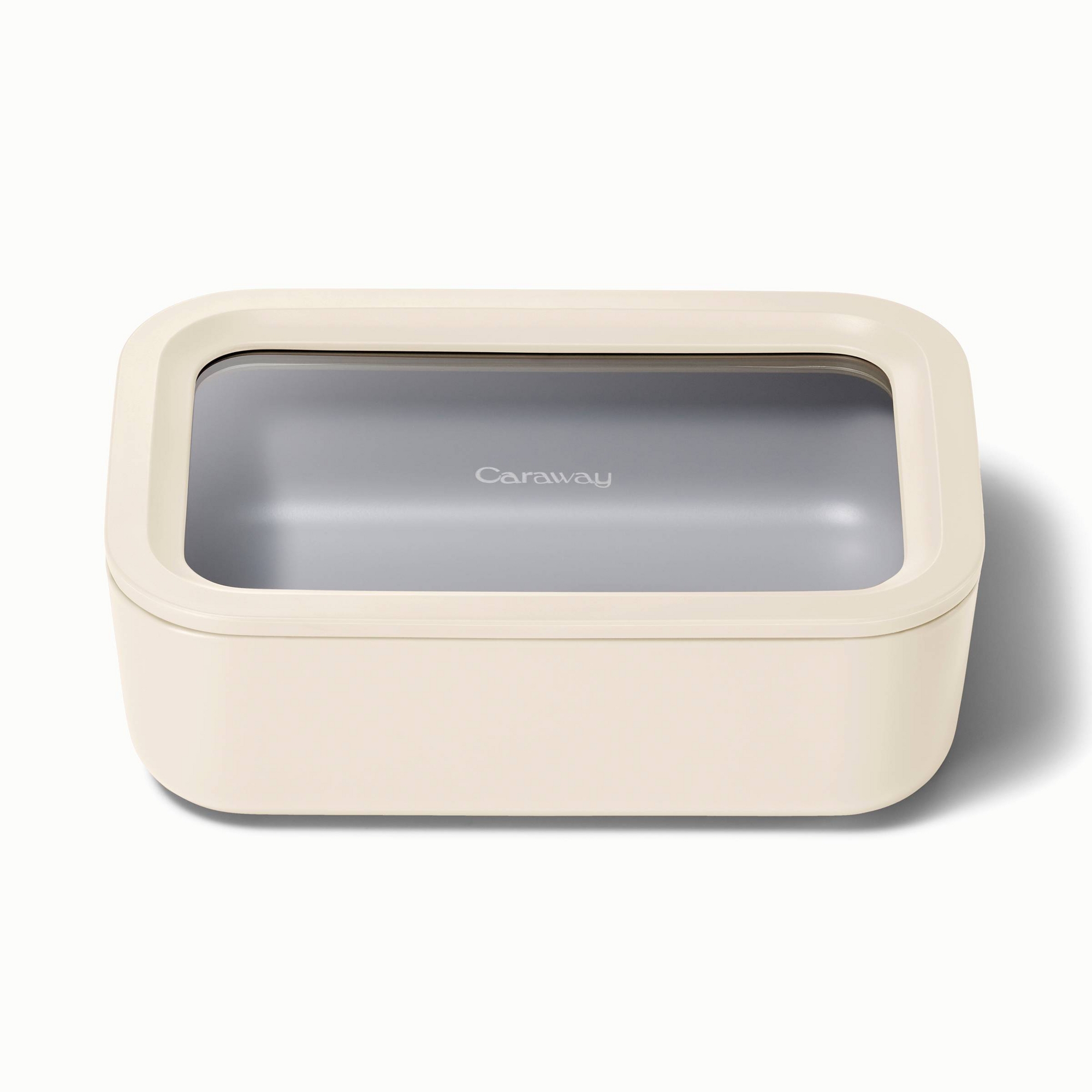 Caraway Home Medium Ceramic Coated Glass Food Storage Container Cream