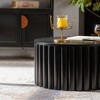 QingMoon Lift Top Coffee Table, Circle Wooden Center Table with Storage Space and Grooved Drum Decoration for Living Room - 4 of 4