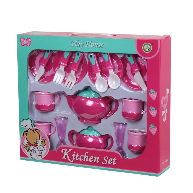 Insten 18 Piece Pink Tea Party Set for Girls and Kids, Pretend Toy Kitchen Accessories, 5 of 6