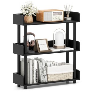 Costway 1/2 PCS 3-Tier Bookshelf with Anti-Tipping Kit, Industrial Storage Unit for Living Room Rustic Brown & Black - 1 of 4
