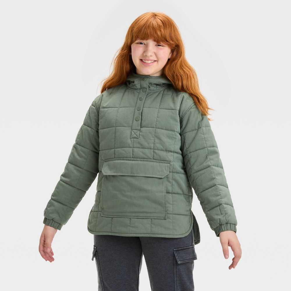 Girls' Solid Quilted Jacket - art class™ Green L