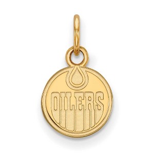 Black Bow Jewelry 14k Yellow Gold Plated Sterling Silver Edmonton Oilers NHL Extra Small Pendant - 1 of 3