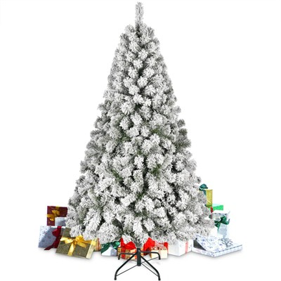 6ft Artificial Snow Flocked Christmas Tree with 1000 Branch Tips and Sturdy Metal Base