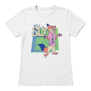 トップス print tee 2 toys White Disney Pixar Zootopia 2 Women's Keep It Sly Fox Shrug T-Shirt