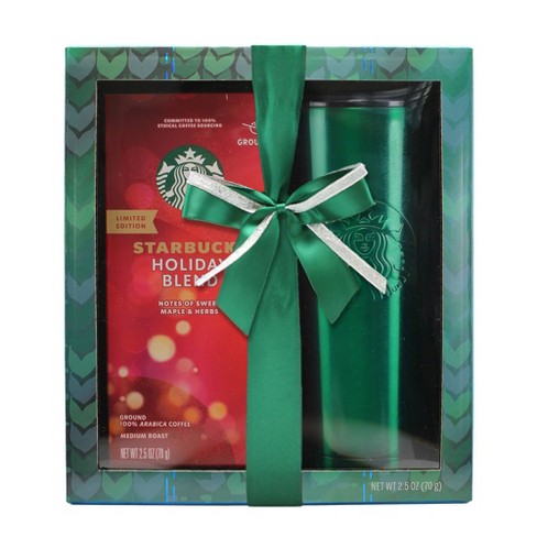 STARBUCKS Limited Edition Gift Set Ceramic Green Cup Mug & Holiday Blend  Coffee
