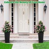 30 Inch Tall Planter Set of 2 Large Rattan Planters with Trays, Water Level Monitor & Wheels for Indoor/Outdoor Use - 2 of 4