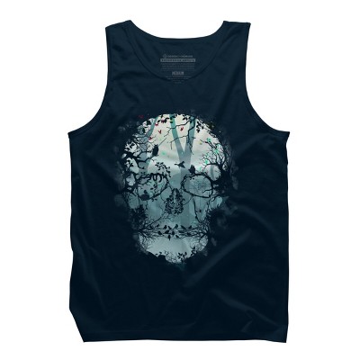 Men's Design By Humans Dark Forest Skull By sitchko Tank Top
